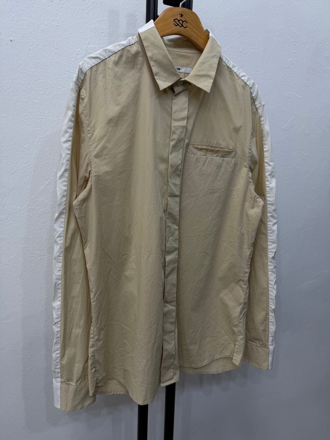 정품) 시스템옴므 한섬 베이지 배색 셔츠 95 상품이미지2