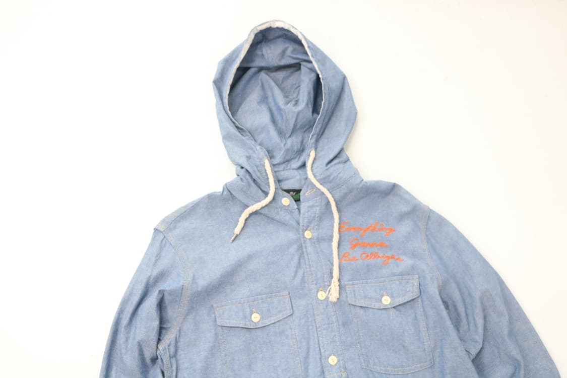 MAGIC MOMENT 레트로 샴브레이 후디 워크 셔츠 상품이미지3