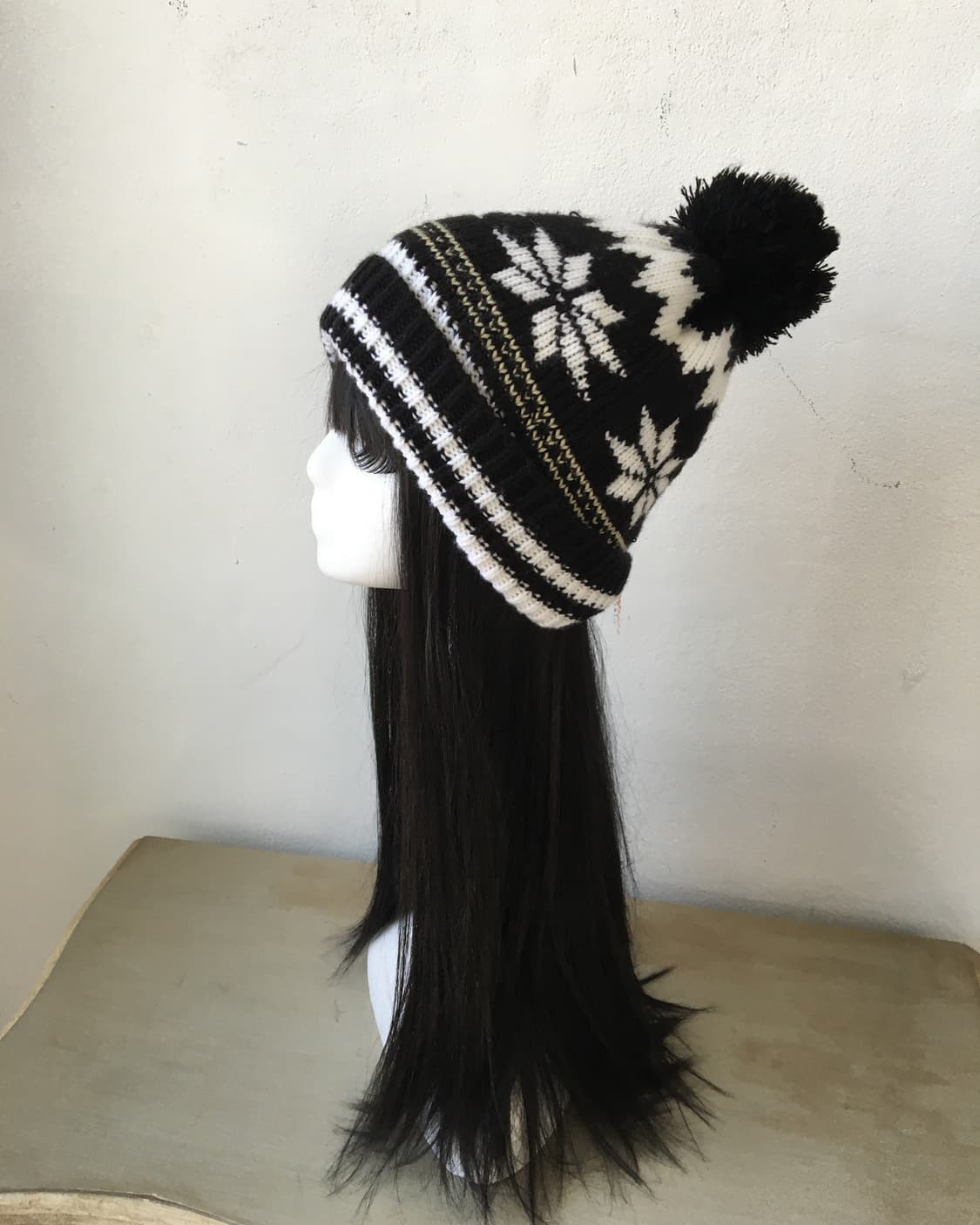  pom snow pattern knit beanie 상품이미지1