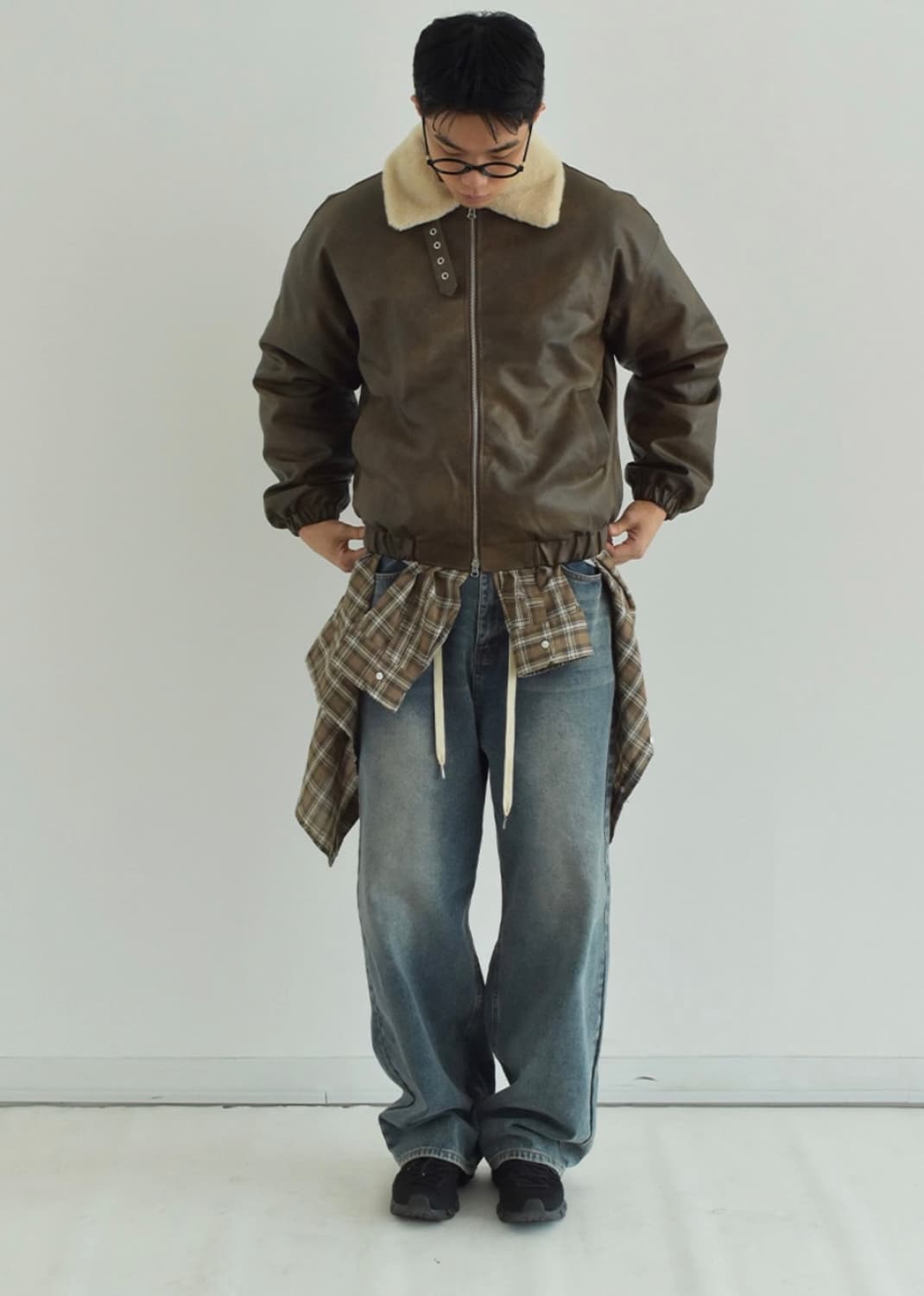 포에르미 Melle 와이드 스트링 데님 M 블랙  상품이미지2