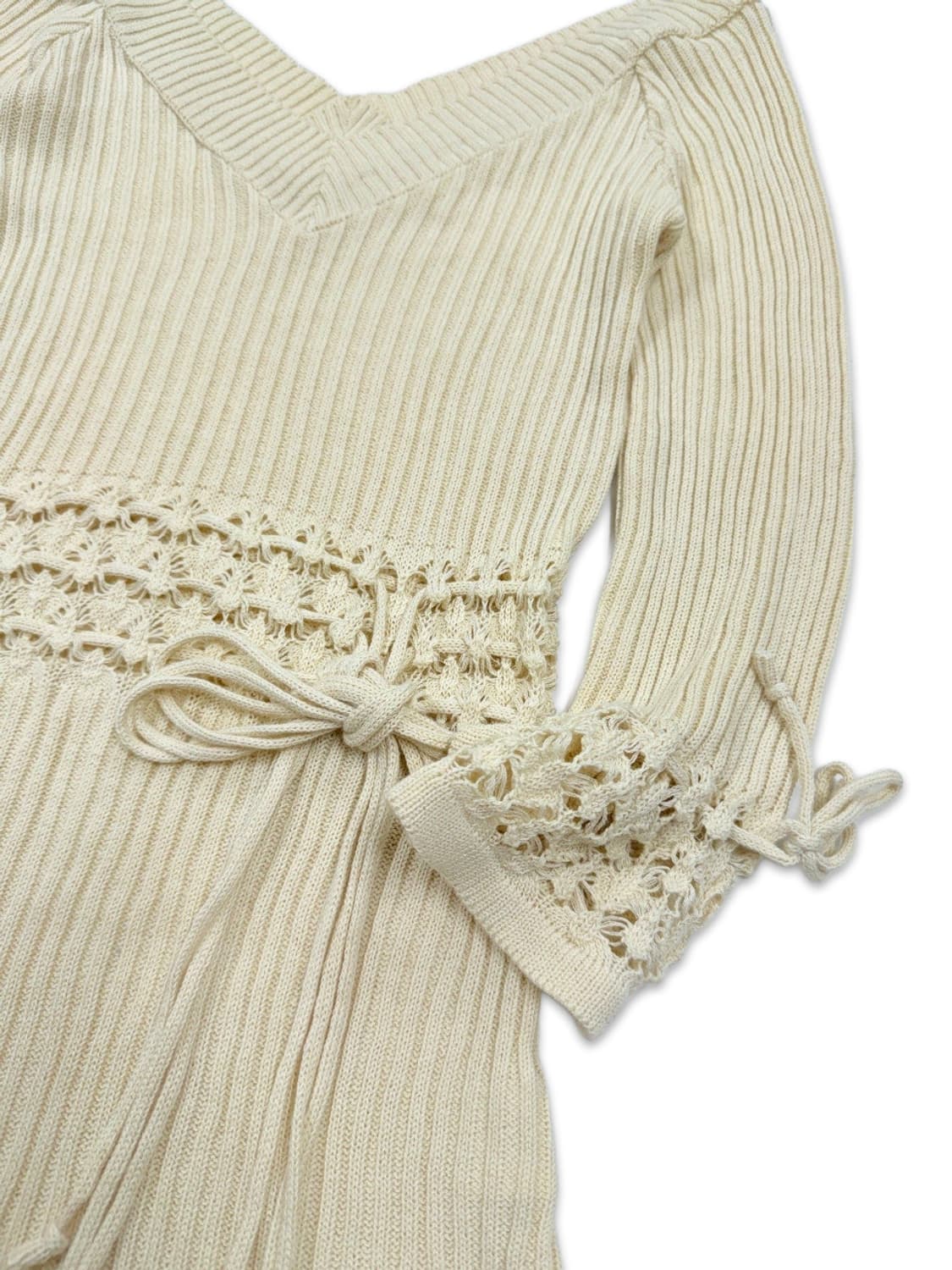 빈티지 아이보리 레이어드 리본 긴팔 니트 상품이미지4