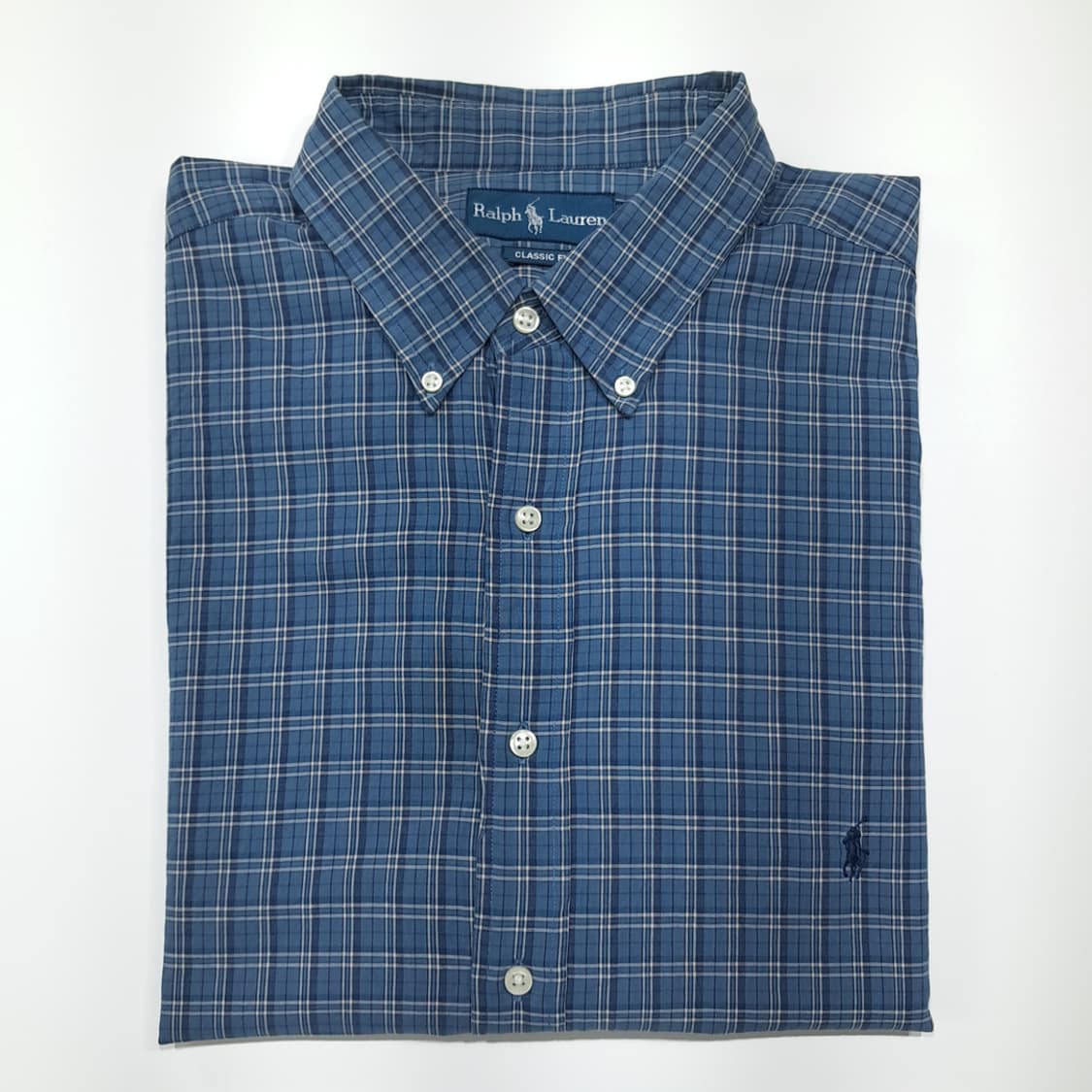 CK048 2XLT 폴로 00s 네이비 스몰 타탄체크 셔츠 남방 상품이미지7