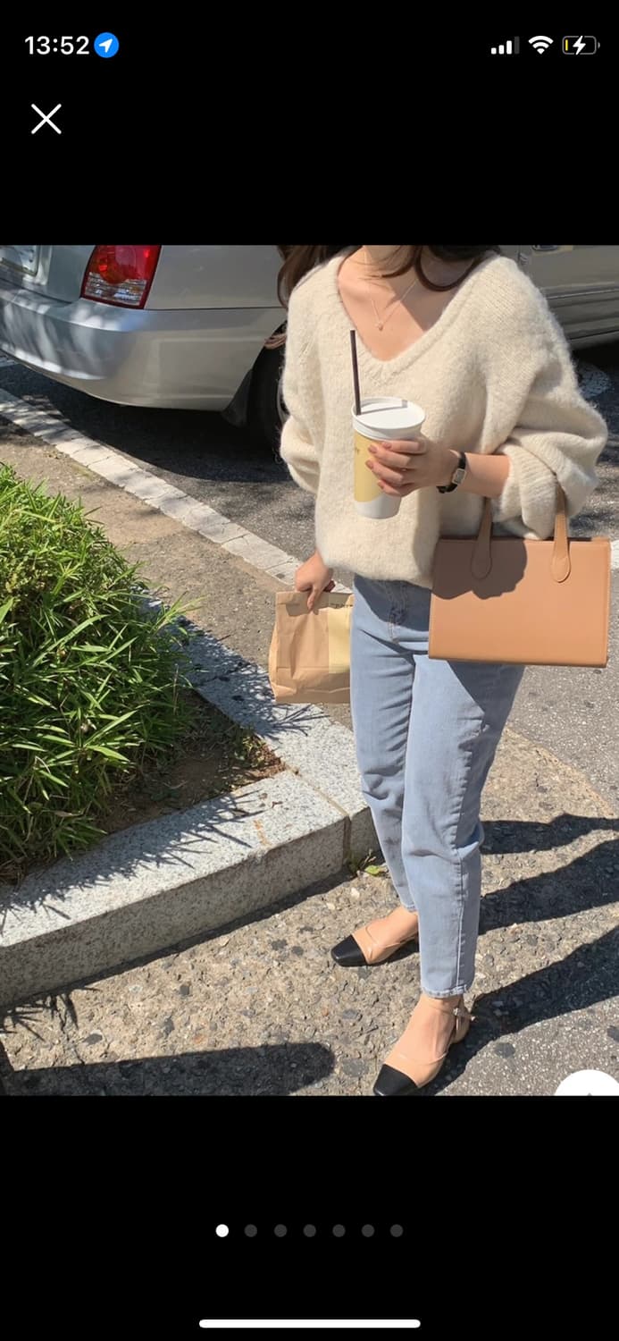 브이넥 니트 아이보리 상품이미지1
