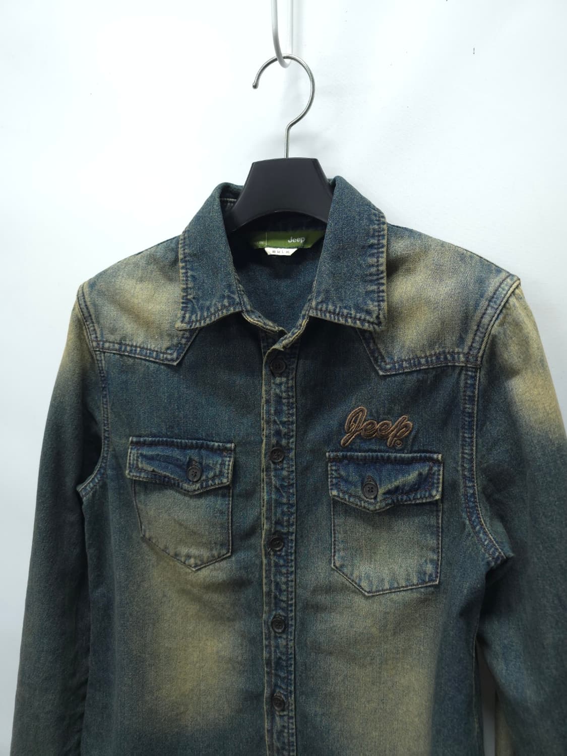 지프 빈티지 워싱 백로고 자수 데님 셔츠 (44) 상품이미지3