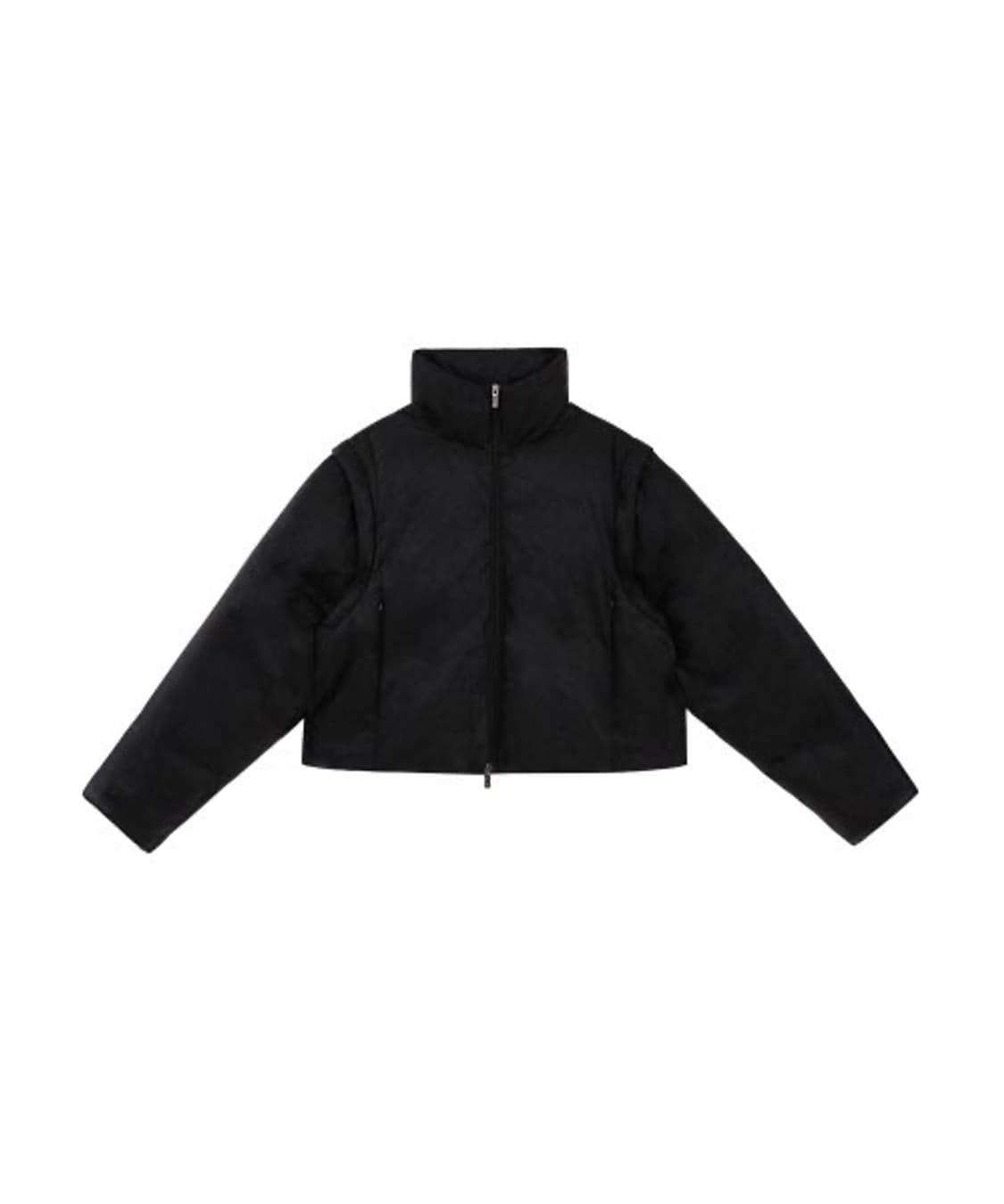 트리밍버드 스웨이드 투웨이 숏패딩 조끼패딩 블랙 상품이미지8