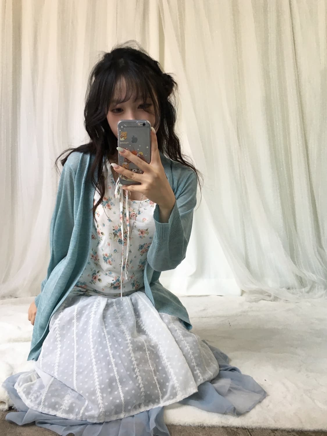 빈티지 쿨톤 소라 블루 플라워 페어리 모리 코디세트 상품이미지2