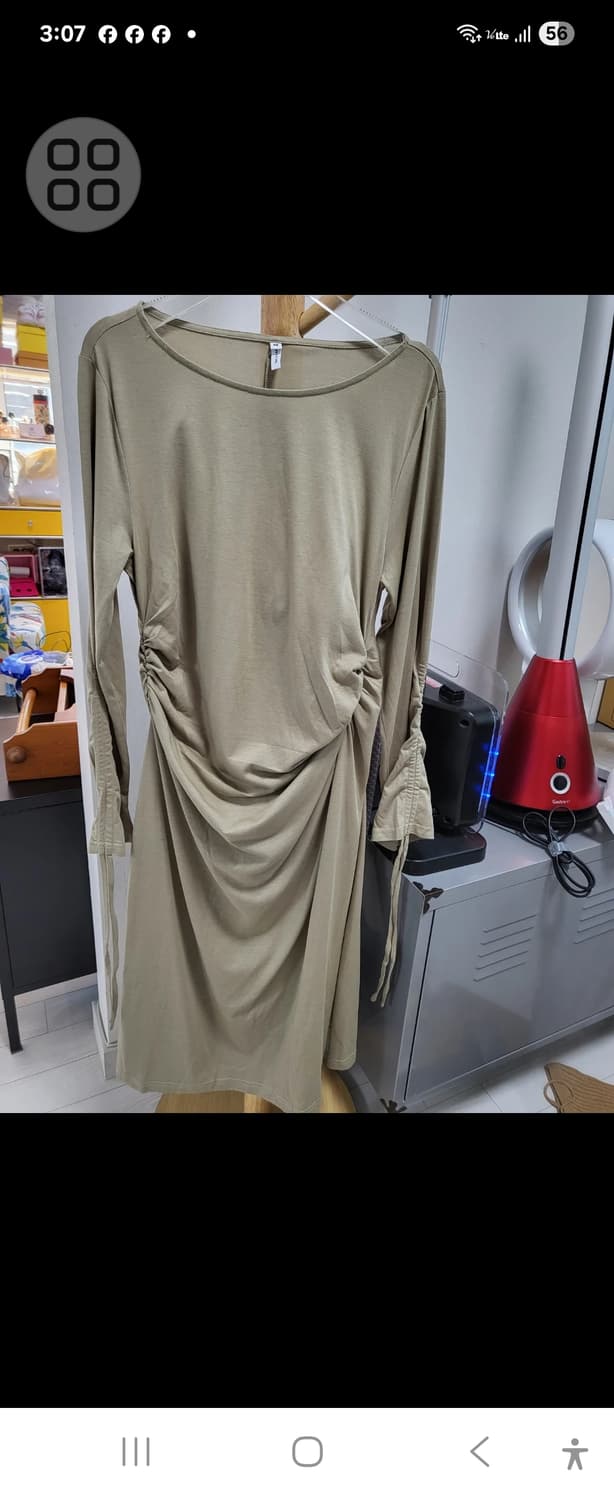 초특가세일!! 새제품!!부들부들 블랙 롱 슬리브 원피스 블랙.카키 상품이미지2