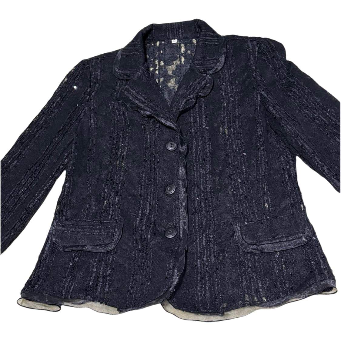 빈티지 고스로이 스팽글 블랙 시스루 레이스 자켓 상품이미지2