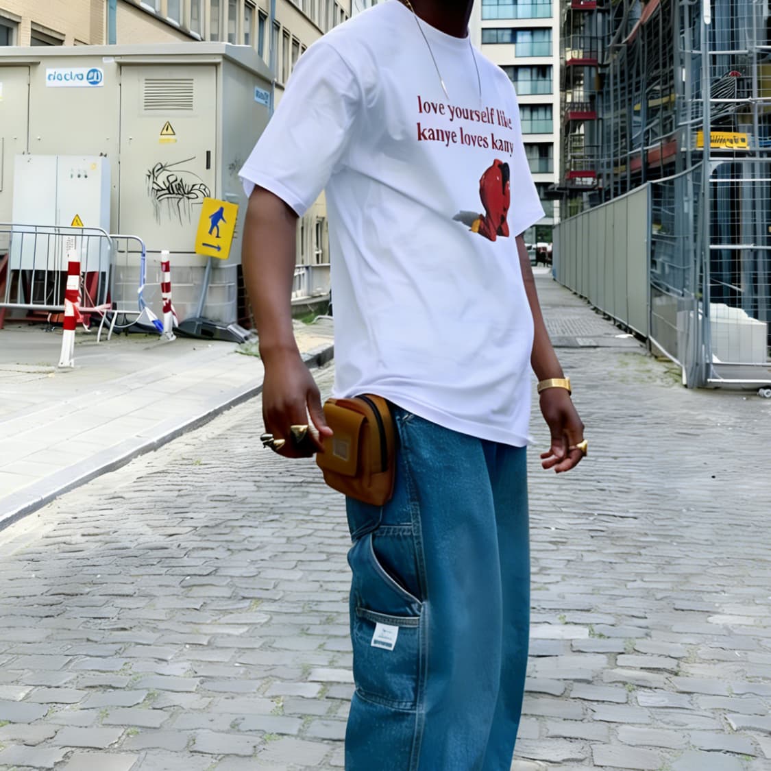 [새상품 L사이즈] 트렌디 커스텀 Kanye 문구 프린트 반팔 상품이미지3