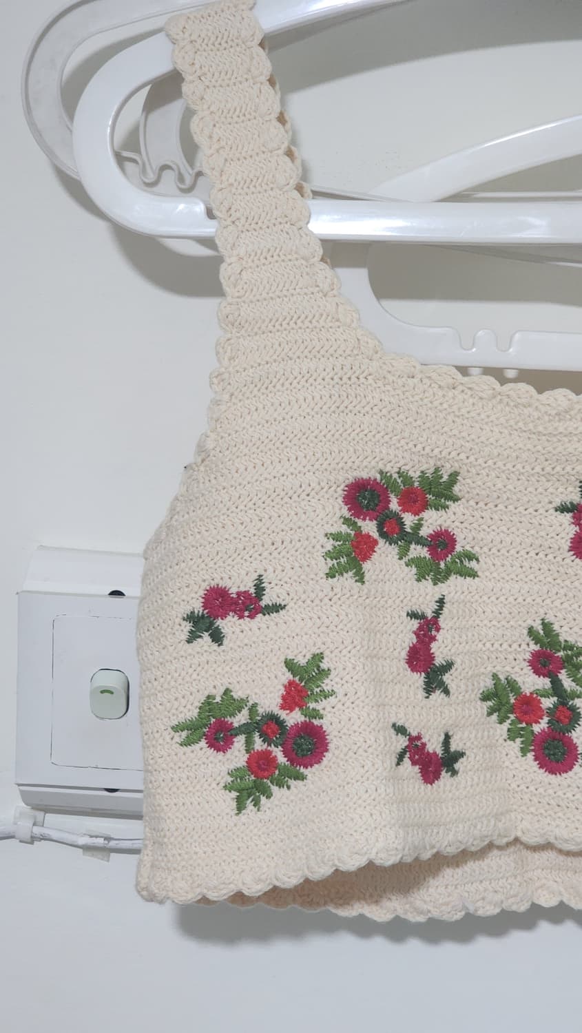 아이보리 플라워 뜨개 크로쉐 탑 상품이미지5