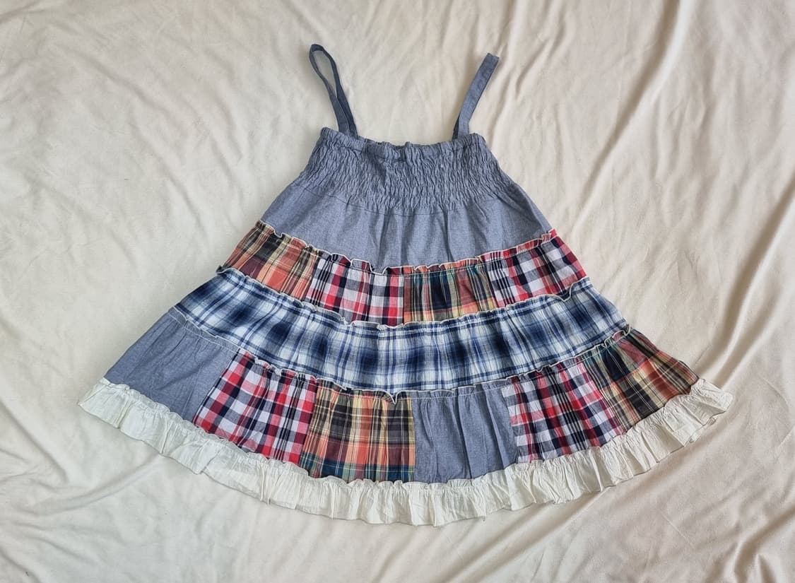 체크 패치워크 끈원피스 상품이미지3