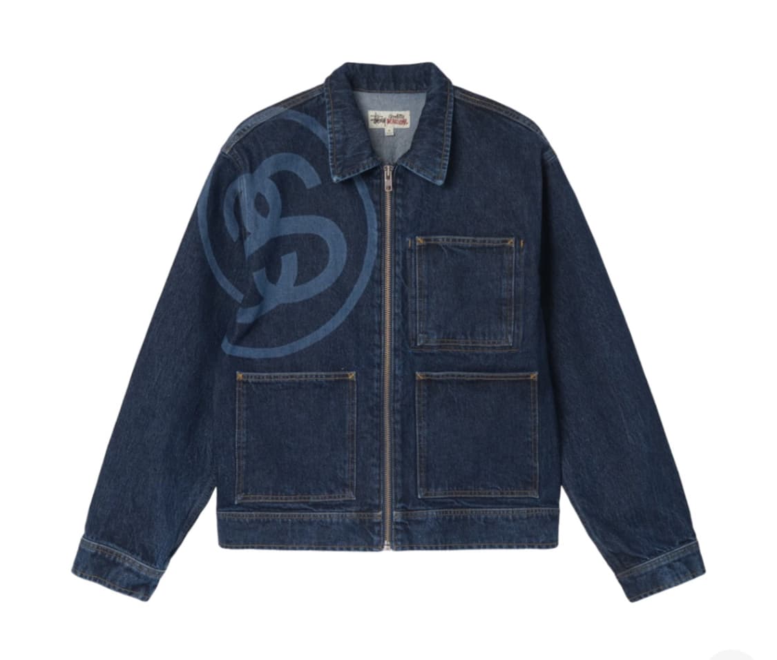 스투시 SS 링크 집 데님 워크 자켓 원 워시 상품이미지1