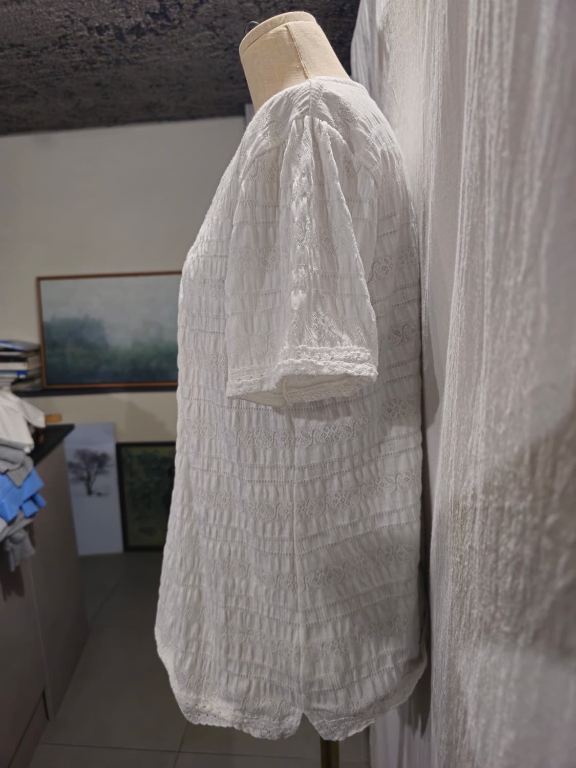 크로셰 레이스 셔링 블라우스 상품이미지7