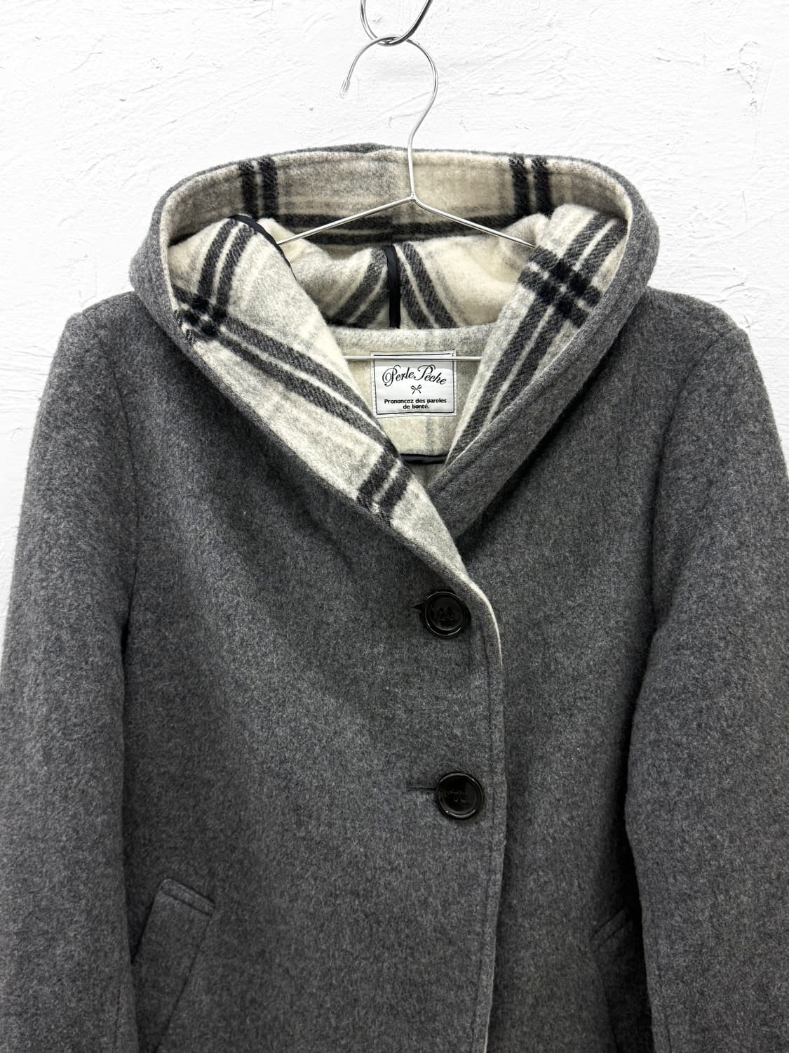 perle peche 후드 울 코트 상품이미지2