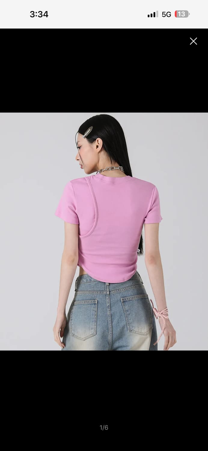 어반드레스 hole-cut crop tee PINK 상품이미지1