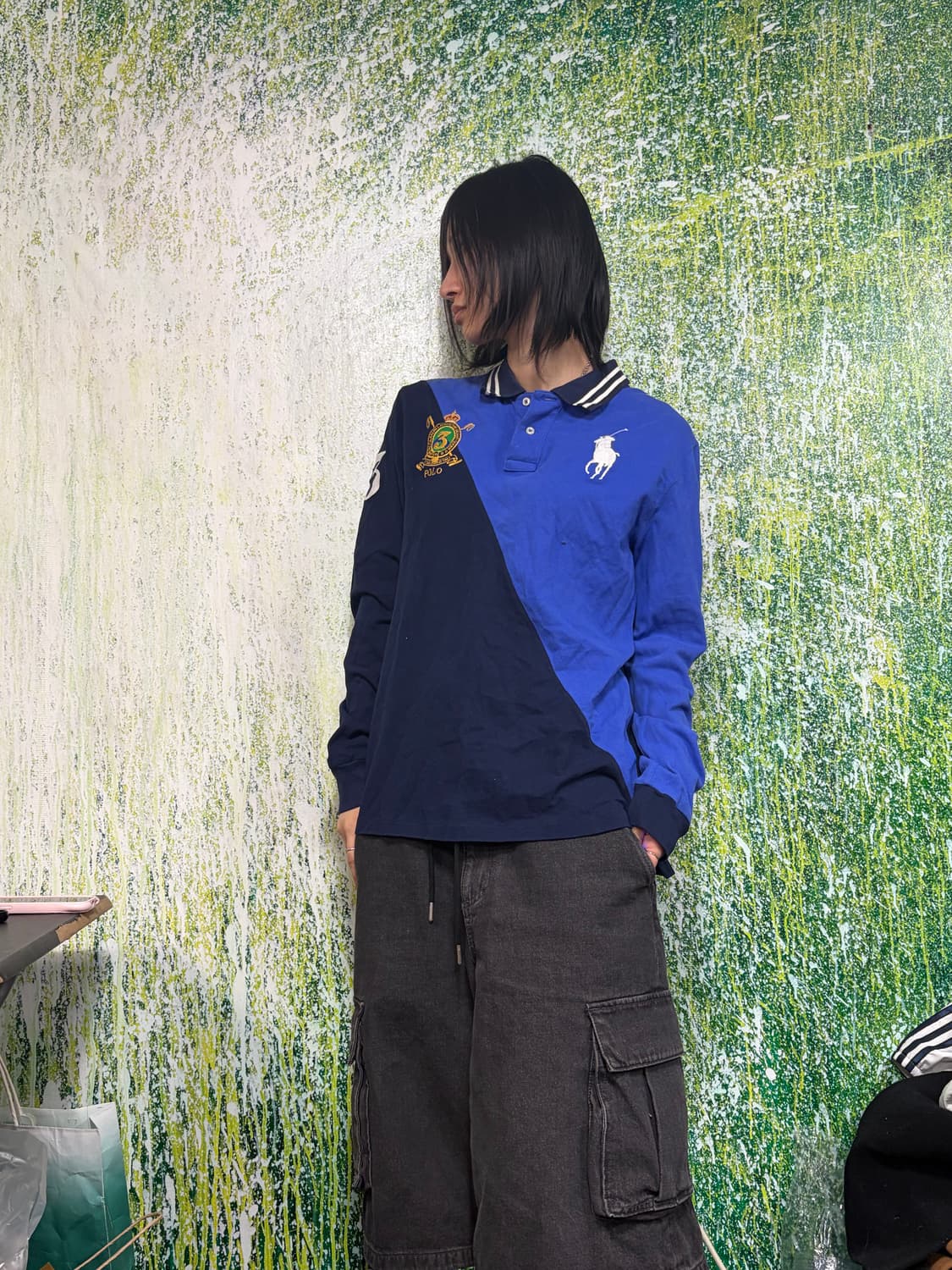 폴로 빅포니 치프키프 네이비 블루 배색 자수 럭비티 롱슬리브 키즈 XL 상품이미지4