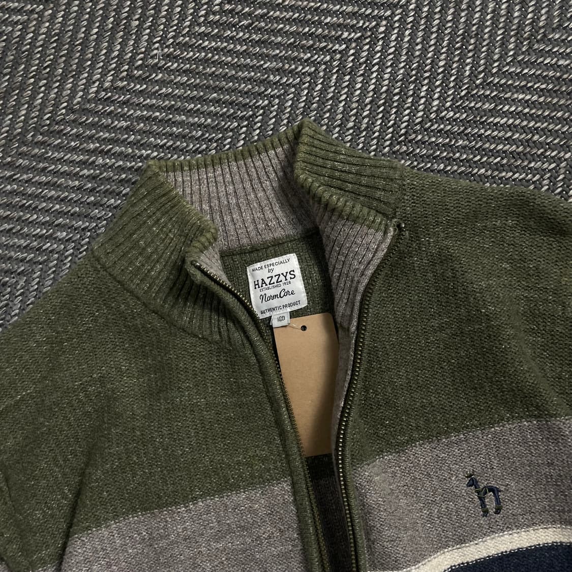 헤지스 자수로고 컬러블럭 스트라이프 니트 집업o 4615 상품이미지6