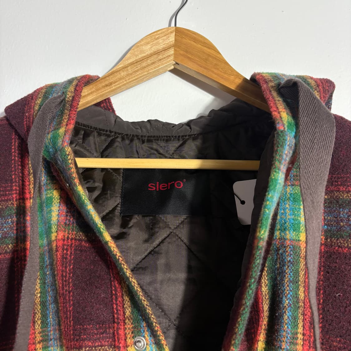 빈티지 체크 패턴 후드 셔츠 자켓 상품이미지4