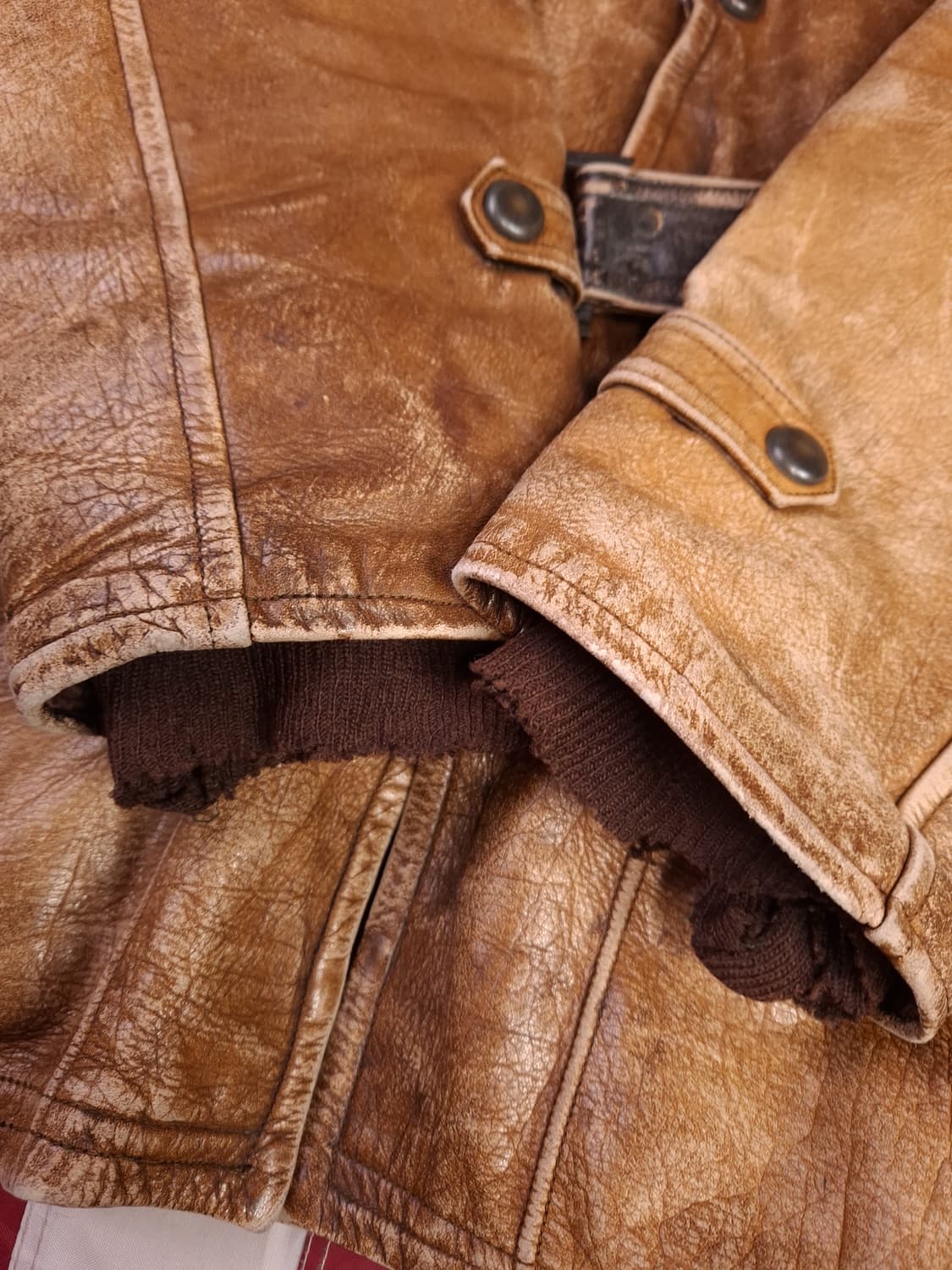 80's 일본판 빈티지 리얼레더 벨티드 자켓 상품이미지5