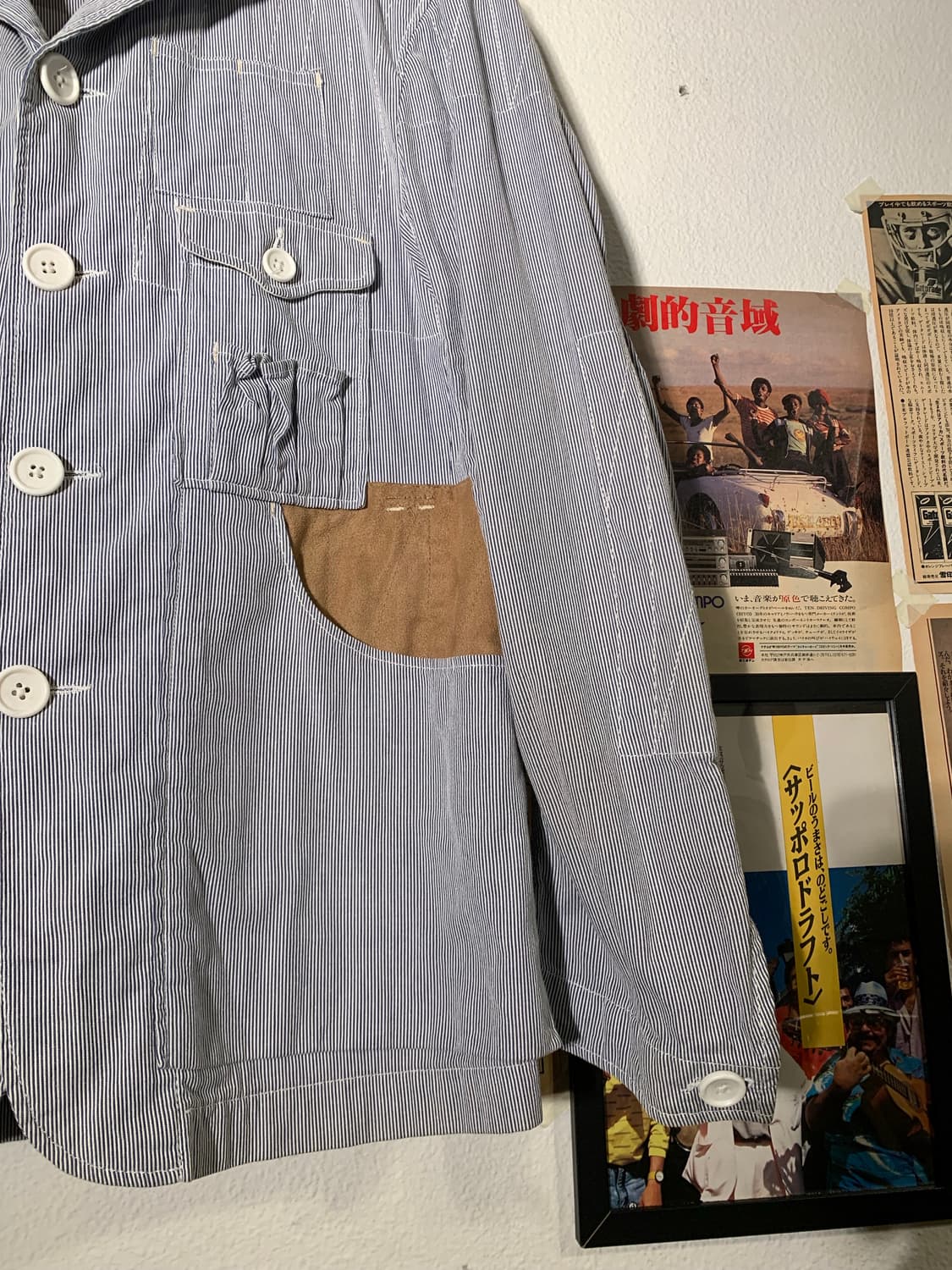 엔지니어드가먼츠 스트라이프 가죽 패치 테일러 자켓 상품이미지8