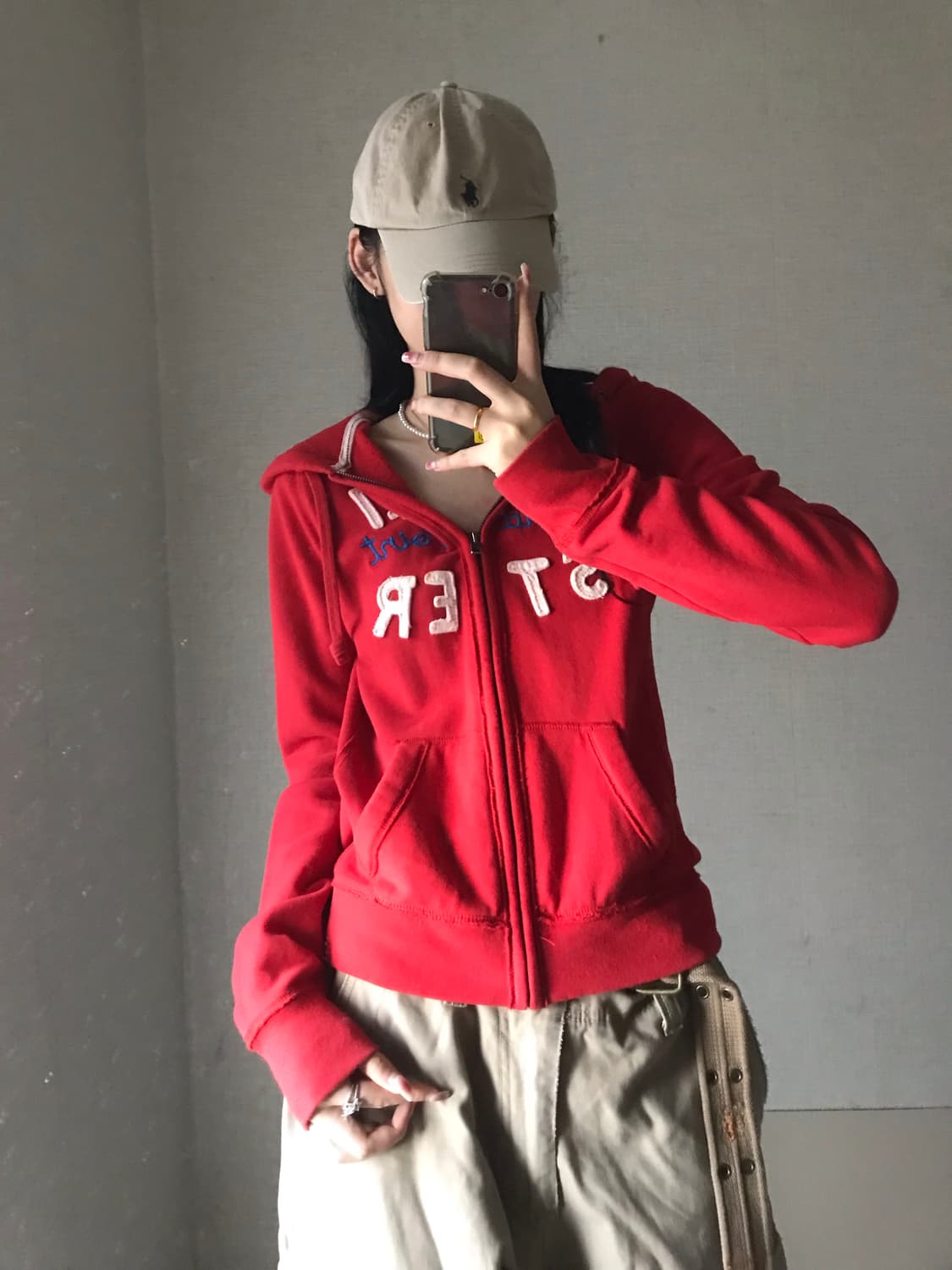 홀리스터 레드 후드집업 상품이미지3