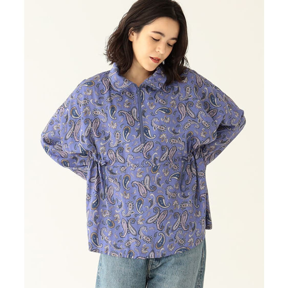 maturely Paisley Print Half Zip Shirt 상품이미지4