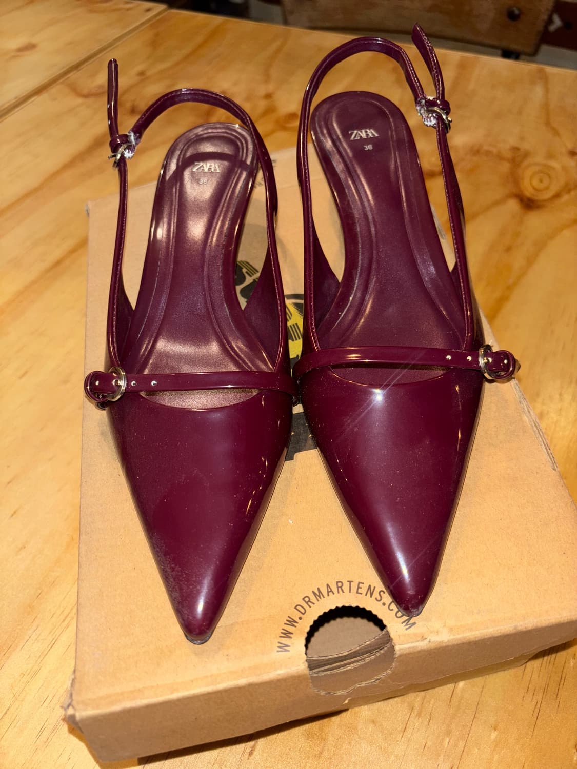 자라 버건디 슬링백 힐 235사이즈 상품이미지3