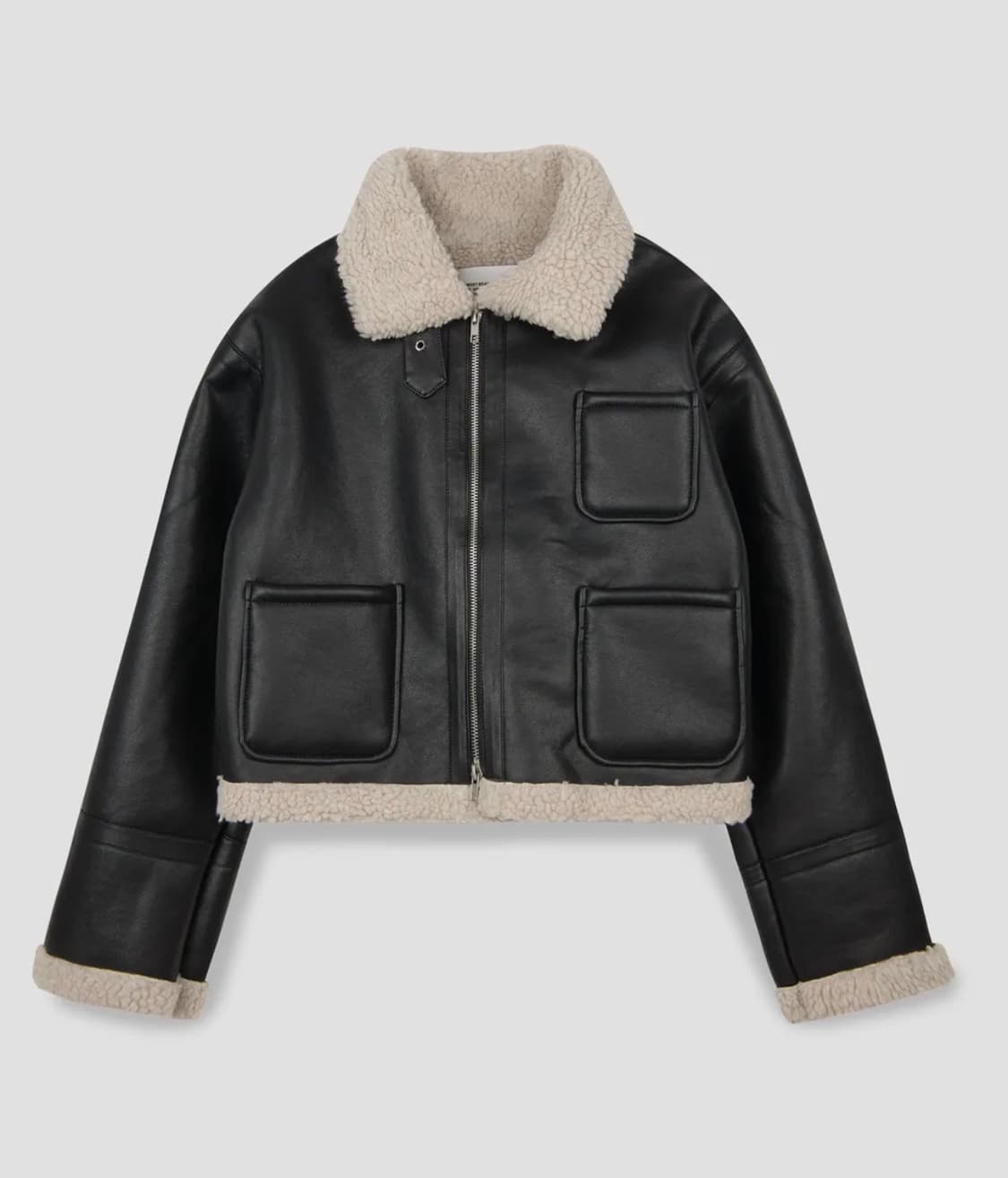 플레이스 스튜디오 솔리드 무톤 플리스 양털 레더 무스탕 자켓 상품이미지1