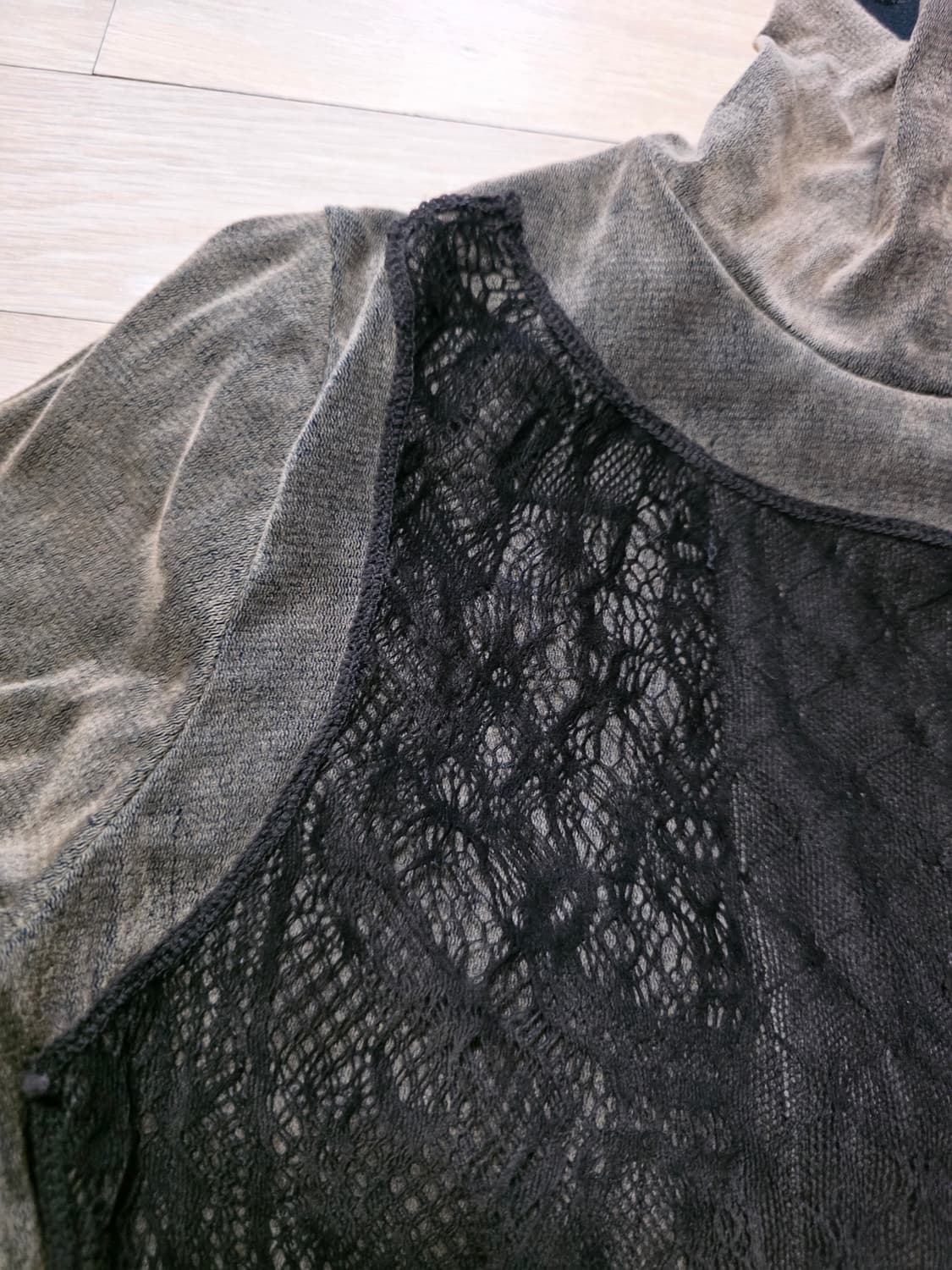 빈티지 브라운 레이스 긴팔 티셔츠 상품이미지3