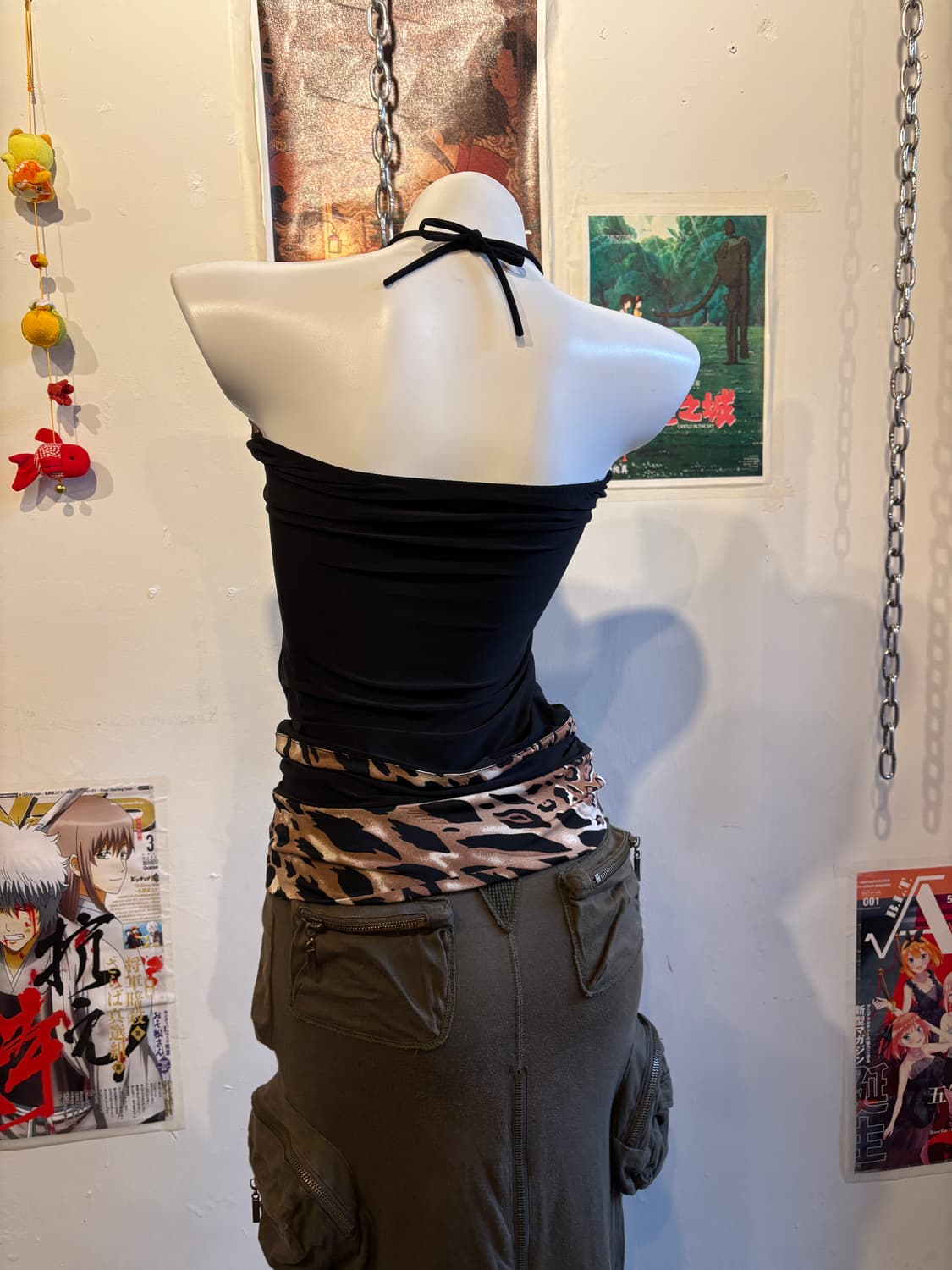 레오파드 패턴 홀터 끈 리본 원피스 튜브탑 갸루 상품이미지2