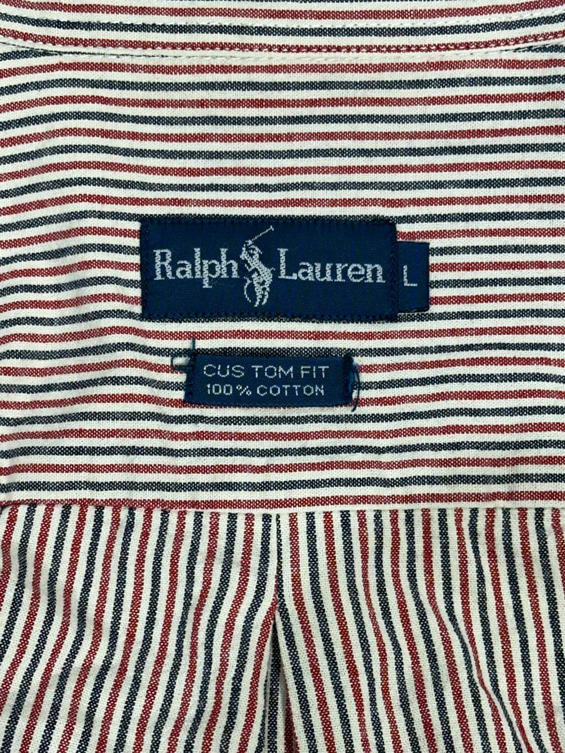 랄프 로렌 레드 스트라이프 오버핏 카라 반팔 셔츠 L 상품이미지7