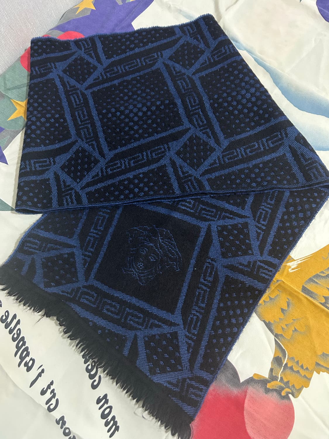 베르사체 울 머플러 블랙/블루 상품이미지1