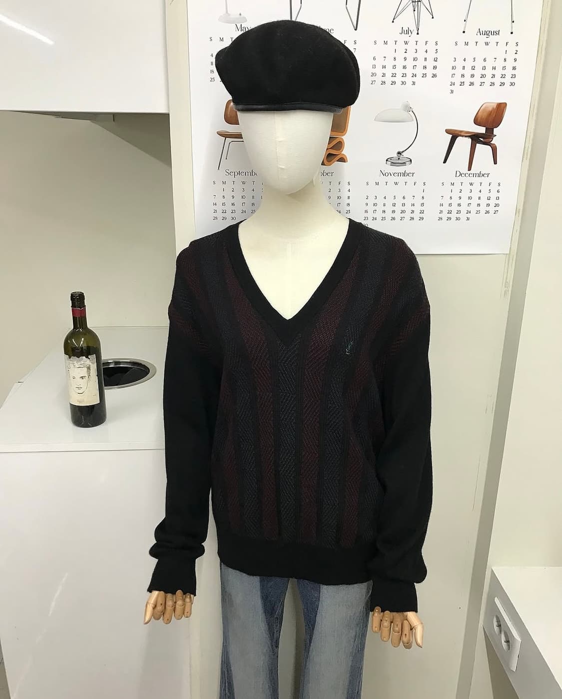 입생로랑 로고 브이넥 울 니트 상품이미지5