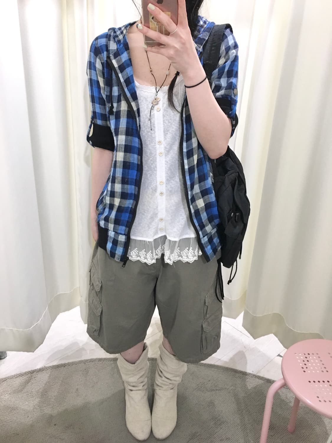 hagumi check hoodie zip up 상품이미지4