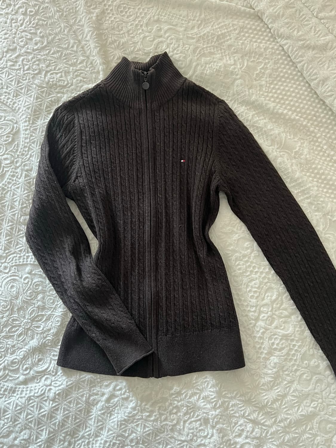 핀터깔 타미힐피거 꽈배기 니트 집업 슬림핏 상품이미지1