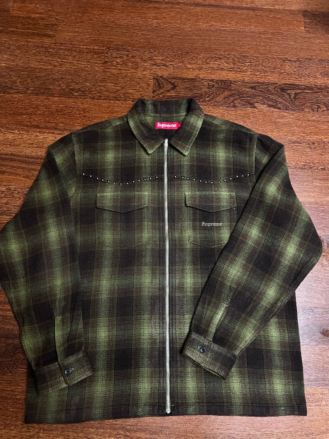 [XL] 슈프림 스터드 플레이드 집업 셔츠 상품이미지2