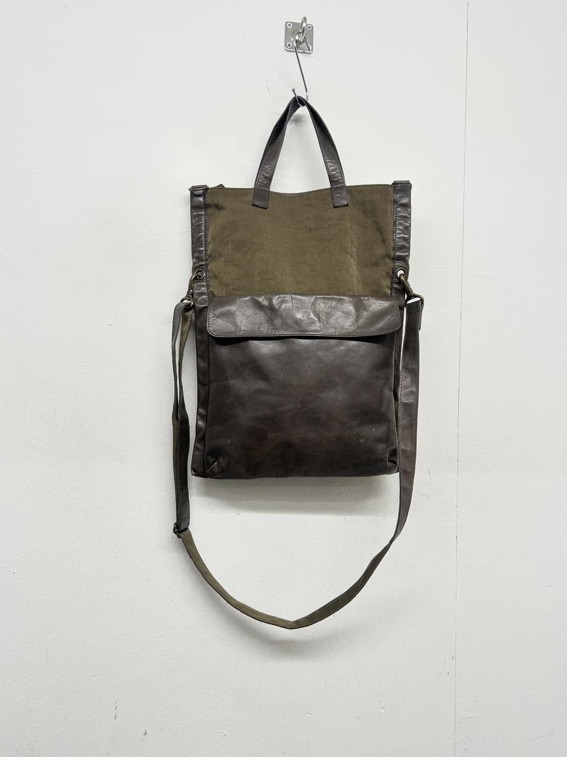 JPN B.STUFF 가죽/캔버스 크로스 토트백 상품이미지1