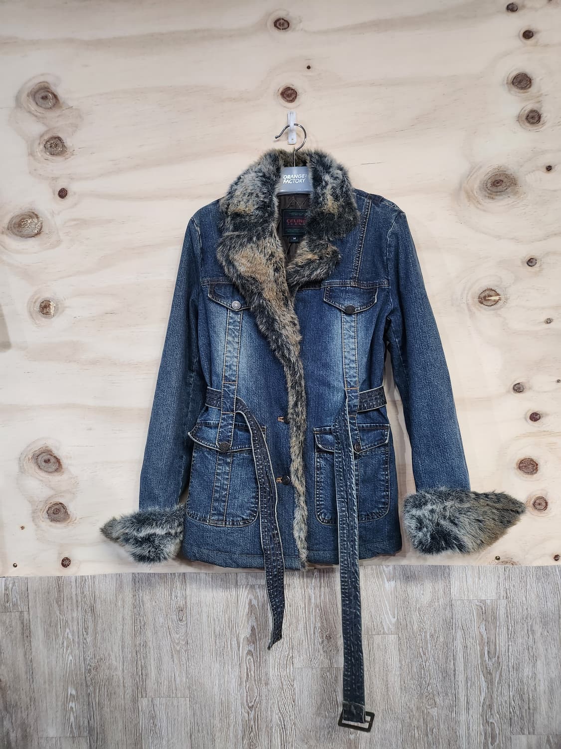 501) 여성 인조퍼 포인트 데님자켓 상품이미지1