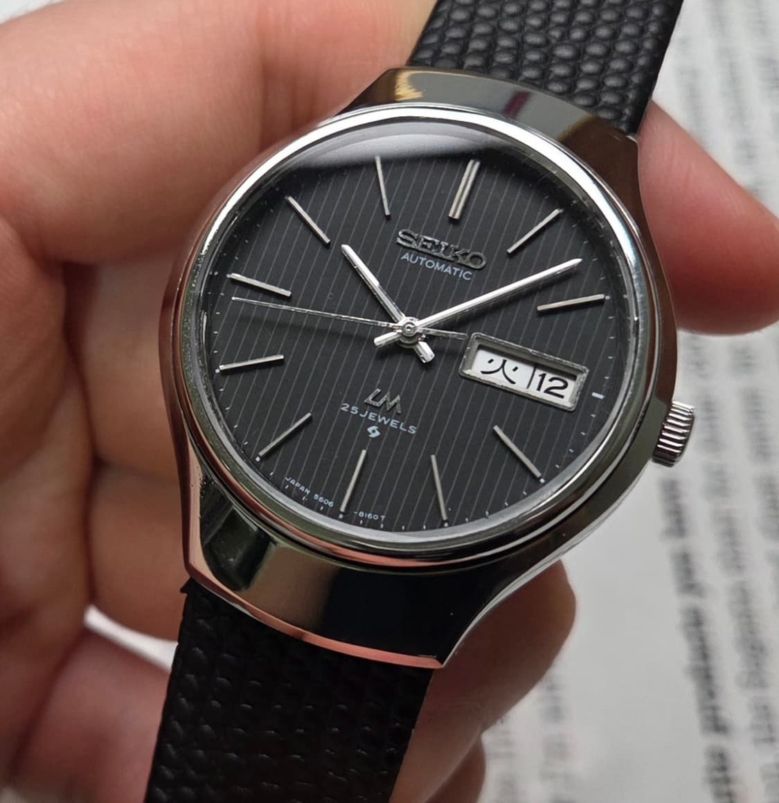 레어] 빈티지 세이코 LM 로드매틱 희귀 블랙 세로다이얼 한자 데이데이트 상품이미지4