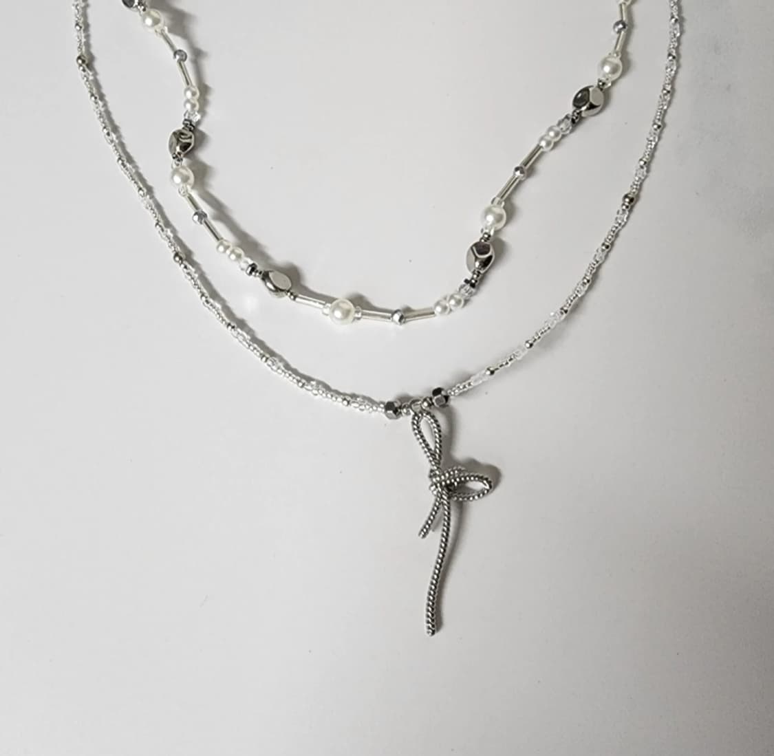 실버화이트 꼬임 펜던트 목걸이 상품이미지3