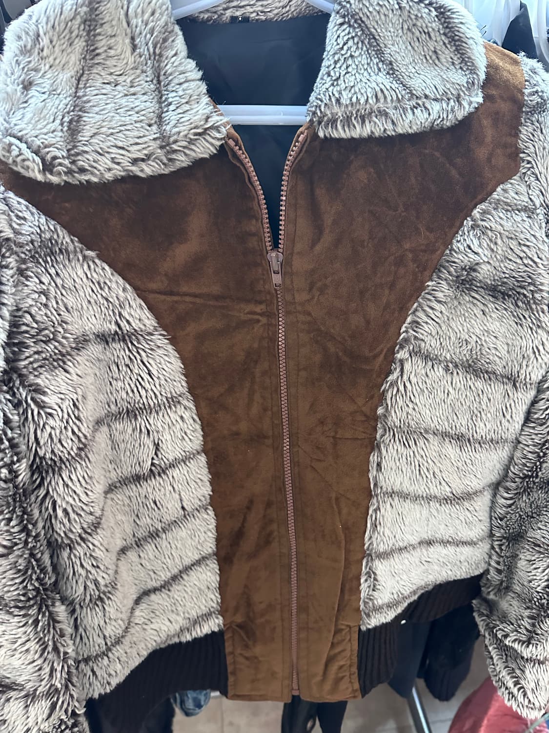 mix color fur point jacket 상품이미지3