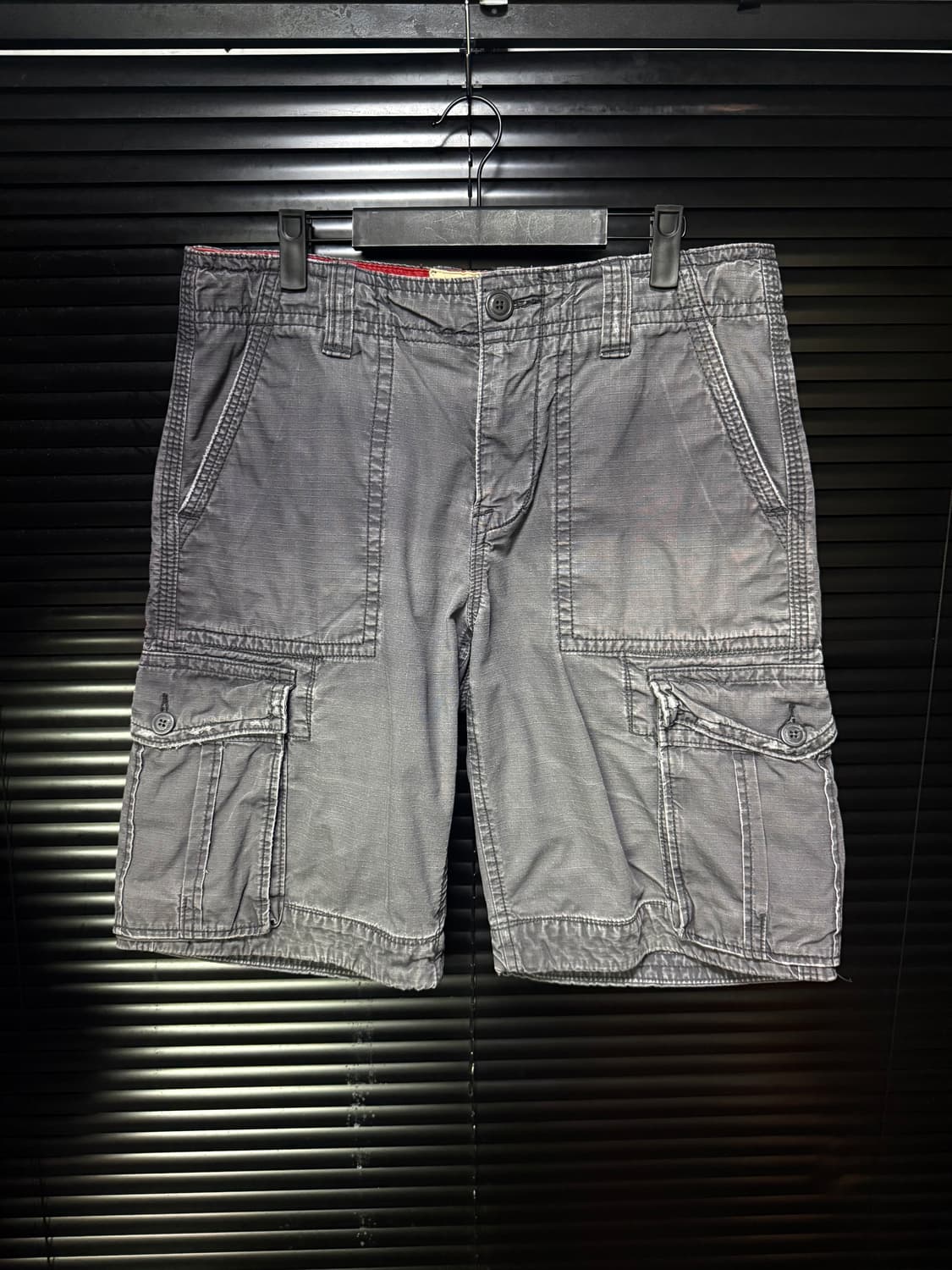 후아유 워싱 데님 애쉬 그레이 워크 카고 팬츠 반바지 쇼츠 32 밀리터리 상품이미지1