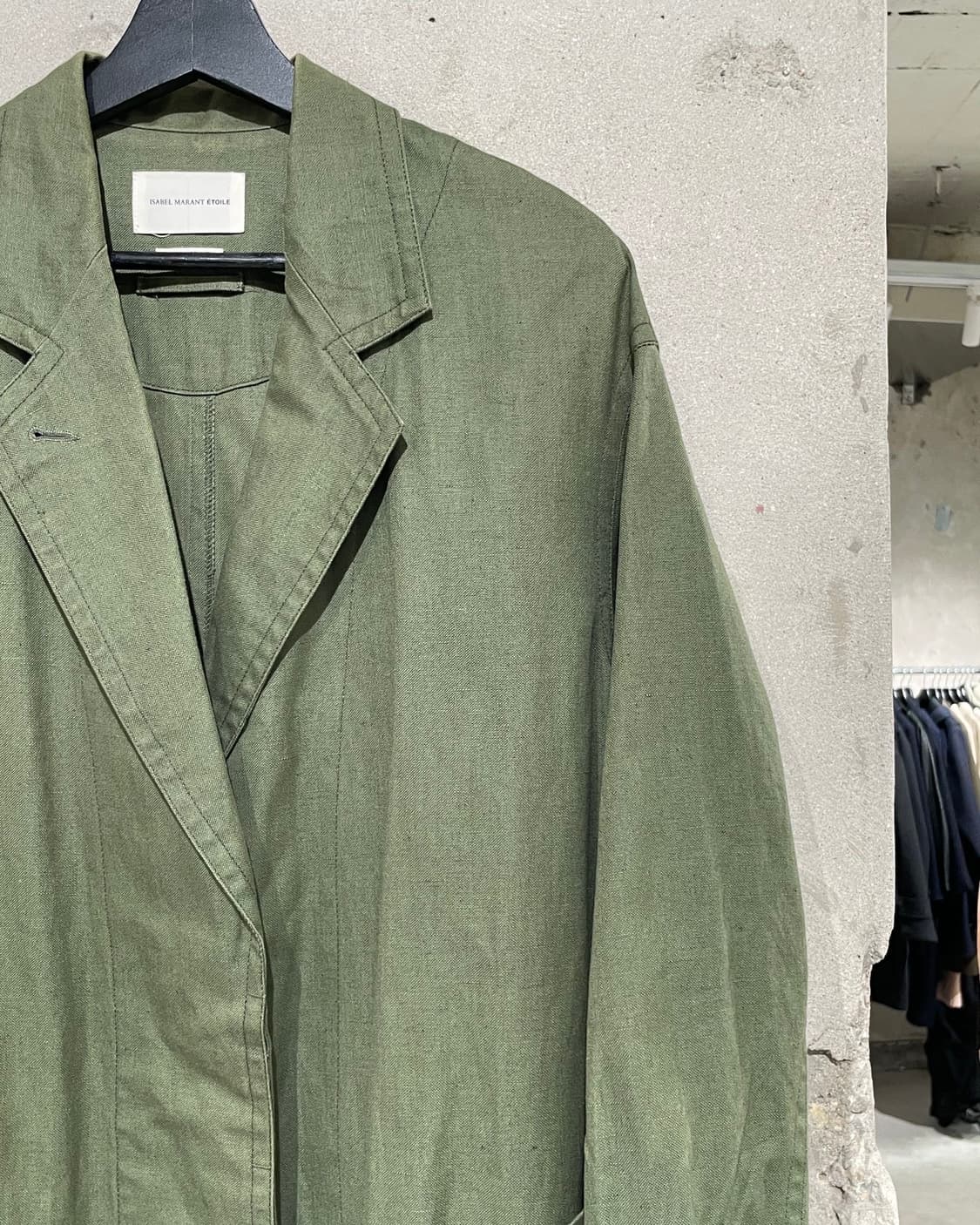 이자벨 마랑 에뚜왈 그린 히든 버튼 코튼 코트 상품이미지3