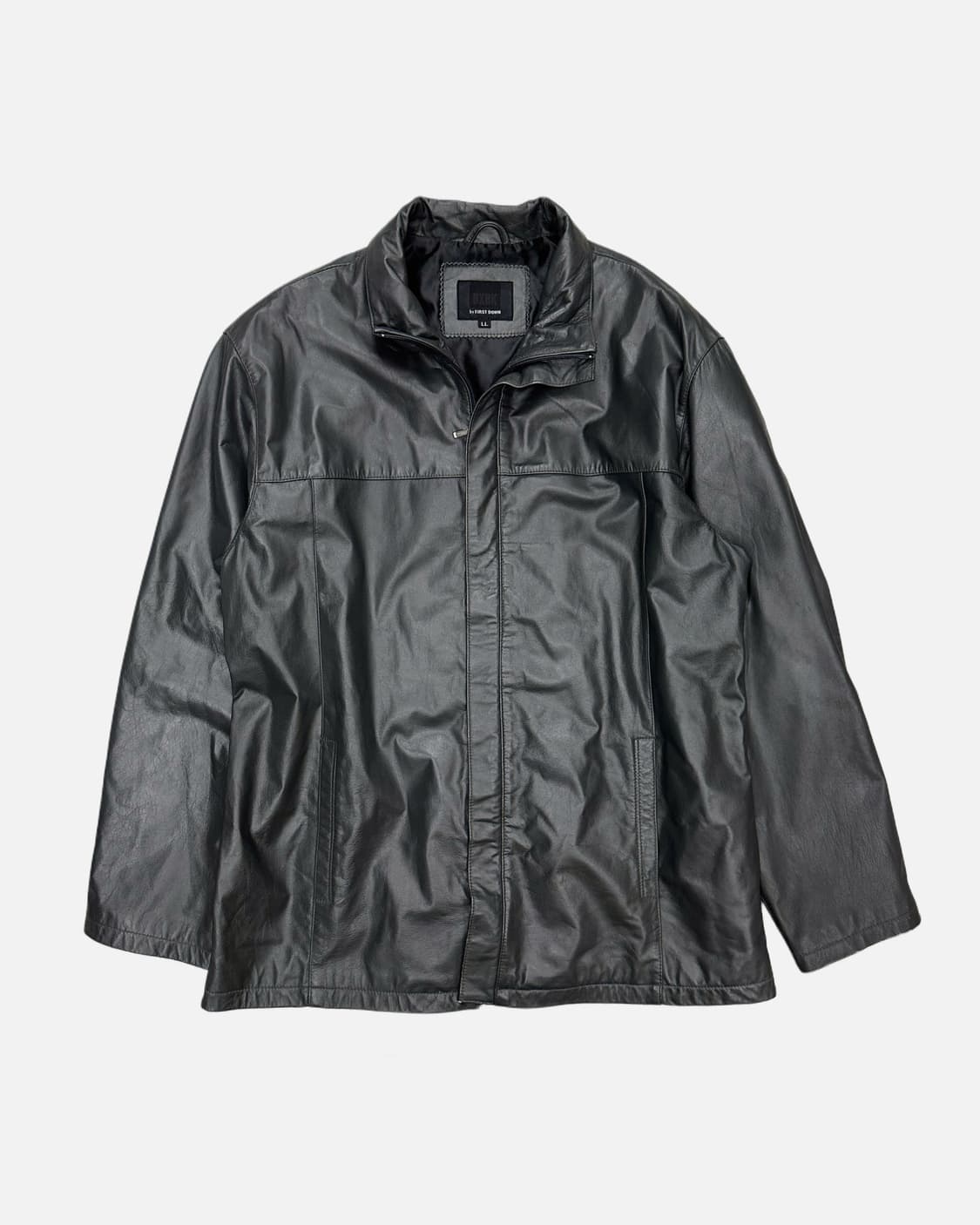 BXBK grey leather zip-up jacket 상품이미지3