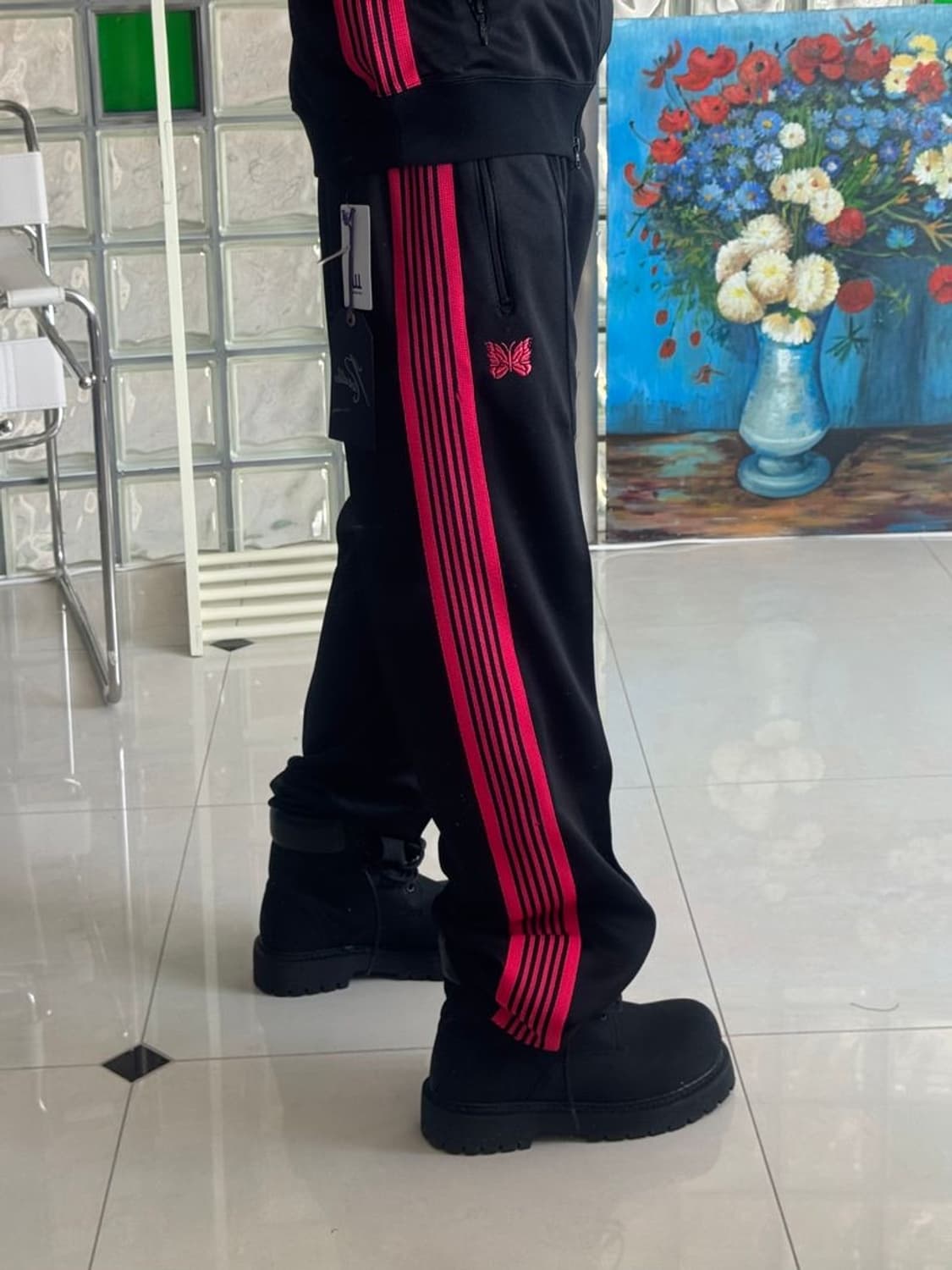 니들스 스트레이트 팬츠 m사이즈 black/red 상품이미지4