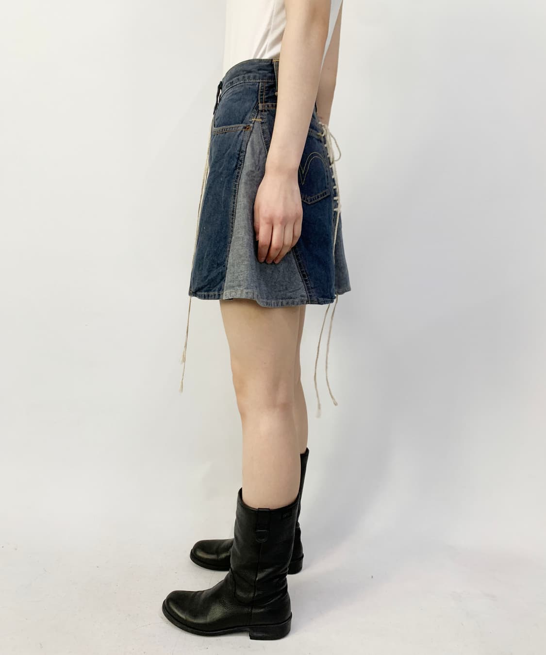 KINKY JEANS 히스테릭 글래머 데님 레이스업 미니 스커트 상품이미지3