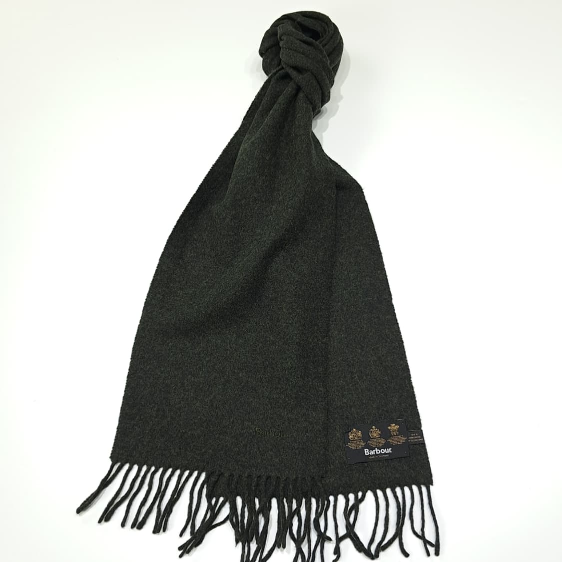 MX473 바버 90s 스코틀랜드판 램스울 올리브 머플러 목도리 상품이미지2