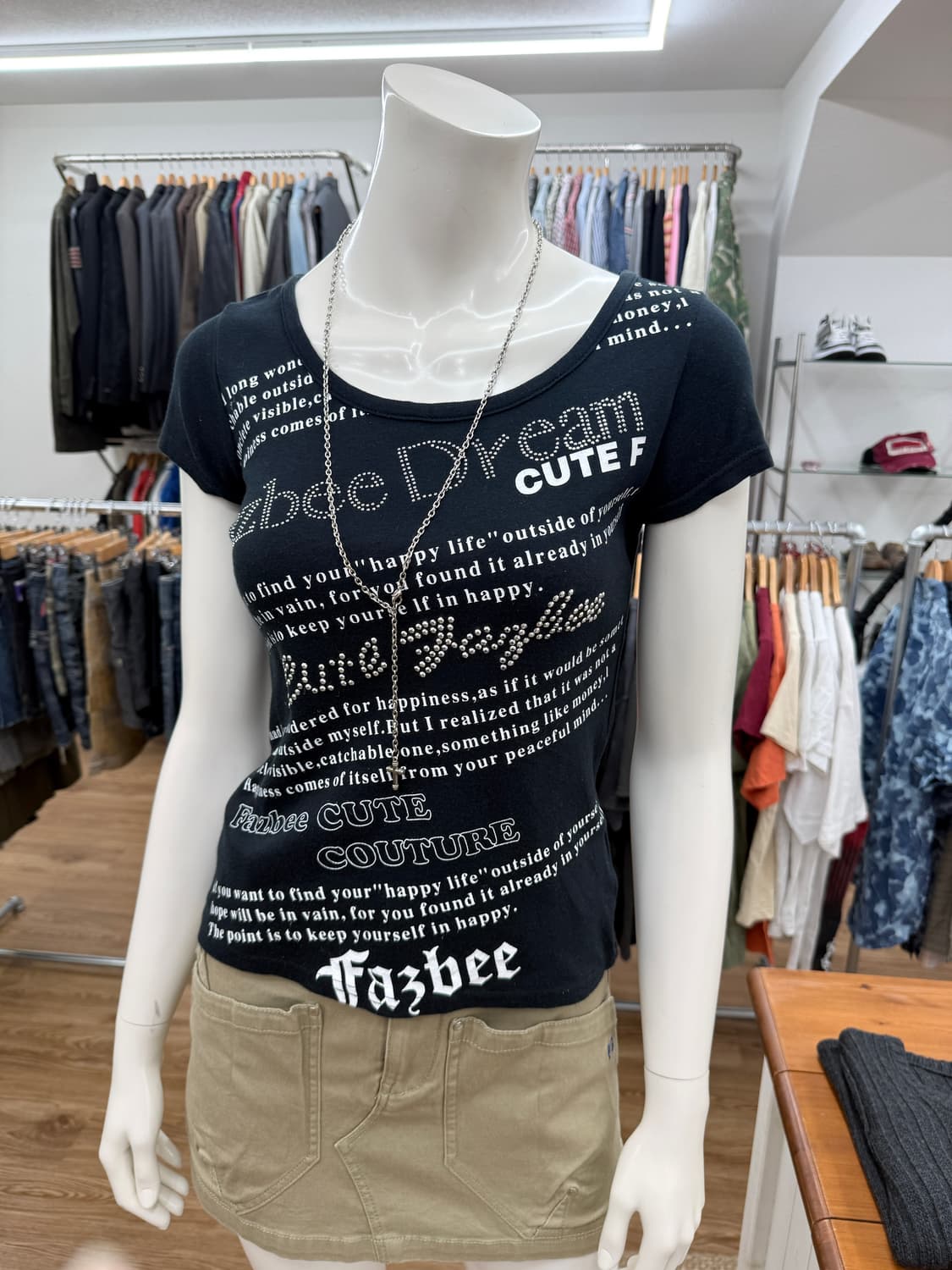 빈티지 FA ZBEE 블랙 로고 펑크 슬림 반팔티 상품이미지2