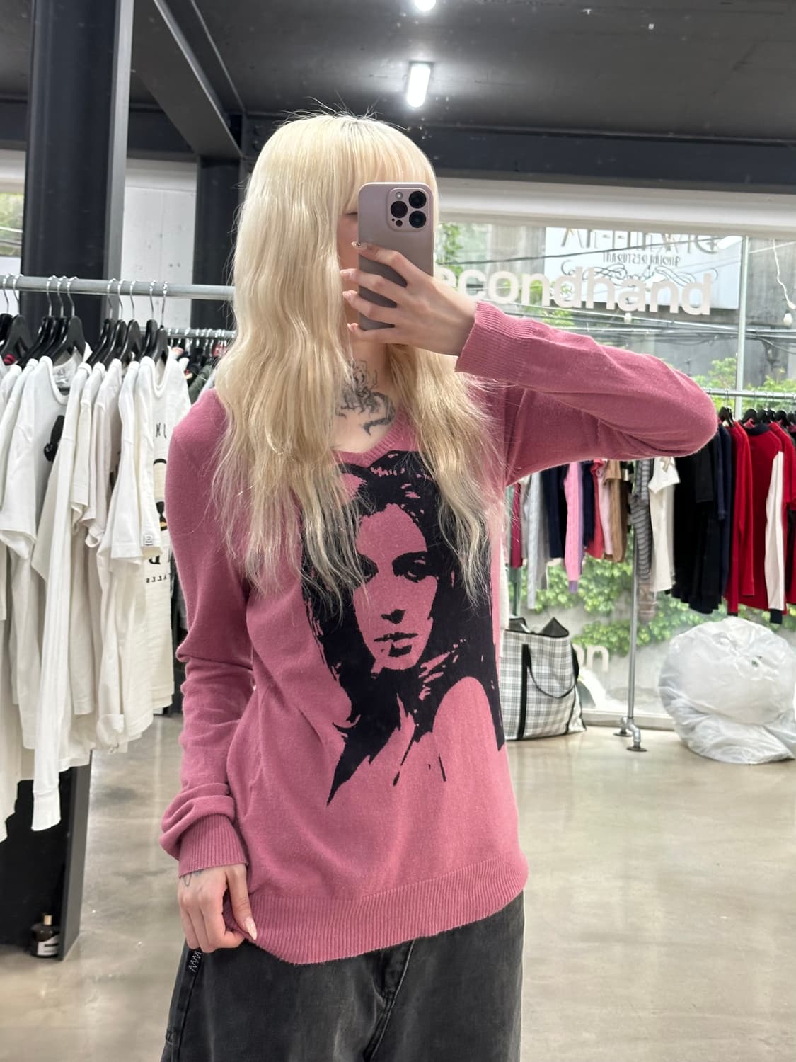 히스테릭 글래머 V넥 히스걸 니트 긴팔 슬리브 상품이미지2