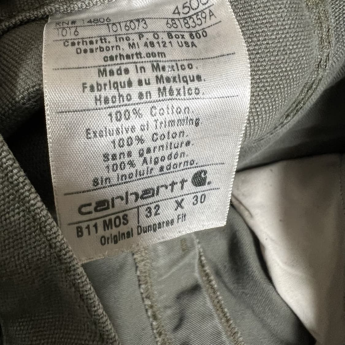 칼하트 B11 MOS 워크팬츠 올리브 그린 상품이미지2